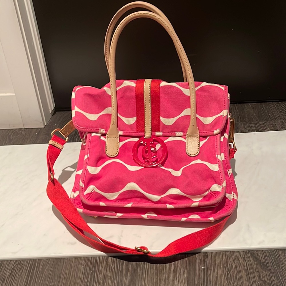 Used Juicy Couture pink and red book bag